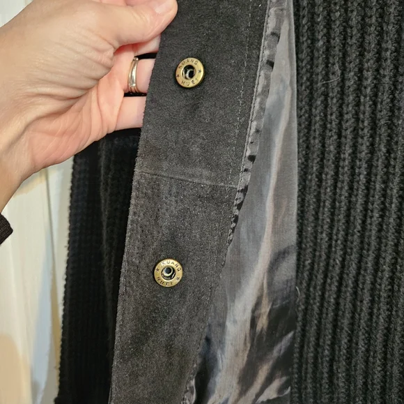 Women's Suede / Cotton blend Jacket. - Picture 3 of 4